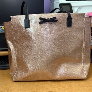 Kate Spade Shimmering Gold Tote with Black Accents